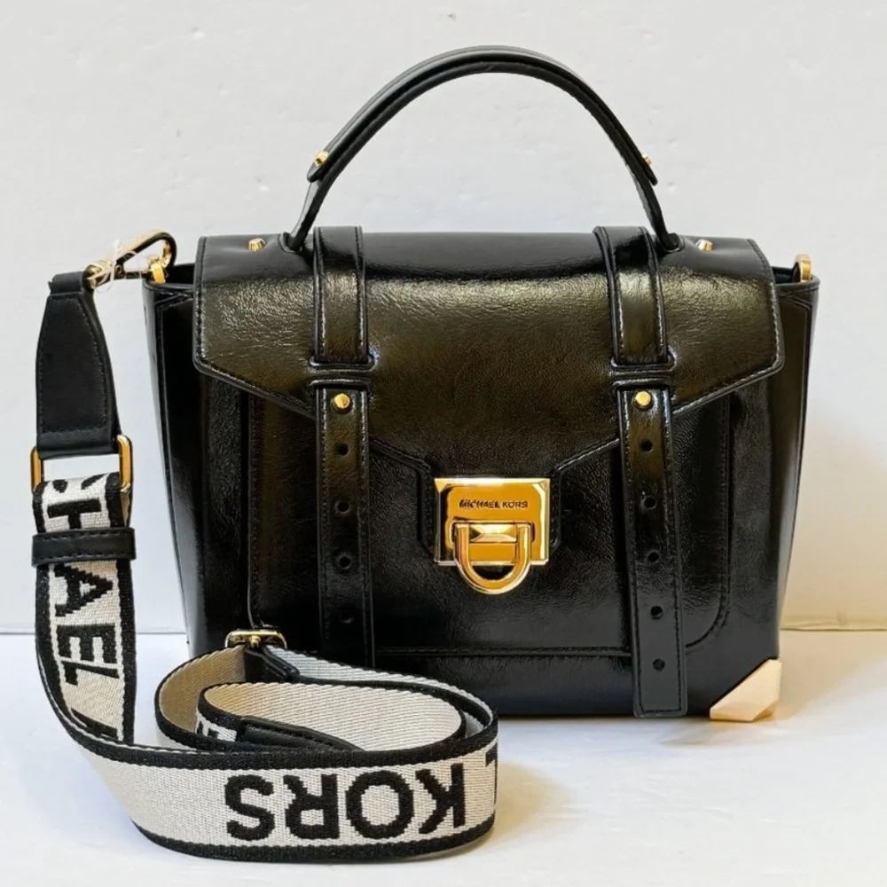 MICHAEL KORS Manhattan Medium Patent Satchel Crossbody